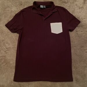 ASOS Maroon Polo Shirt with Cream Accent Pocket